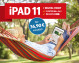 Mann in Hängematte liest auf einem iPad. Werbung für iPad 11 mit Digital-Paket und Preis 36,90 Euro monatlich.