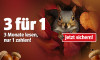 Werbebanner mit rotem Hintergrund und Eichhoernchen: 3-für-1 Angebot – 3 Monate lesen, nur 1 zahlen. Button Jetzt sichern!