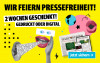 Anzeige für ein Zeitungsabonnement. Text: "Wir feiern Pressefreiheit! 2 Wochen geschenkt! Gedruckt oder digital" und Button „Jetzt sichern!“.