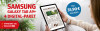 Frau sitzt auf einem Sofa und hält ein Samsung Tab A9+, das die Zeitung 'Harz Kurier' zeigt. Angebot: Digital-Paket für 36,90 Euro monatlich.